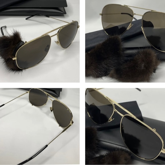 SAINT LAURENT DETACHABLE NATURAL MINK FUR ON SUNGLASSES, SO COOL FOR FUR FANS❣️ - Picture 13 of 16